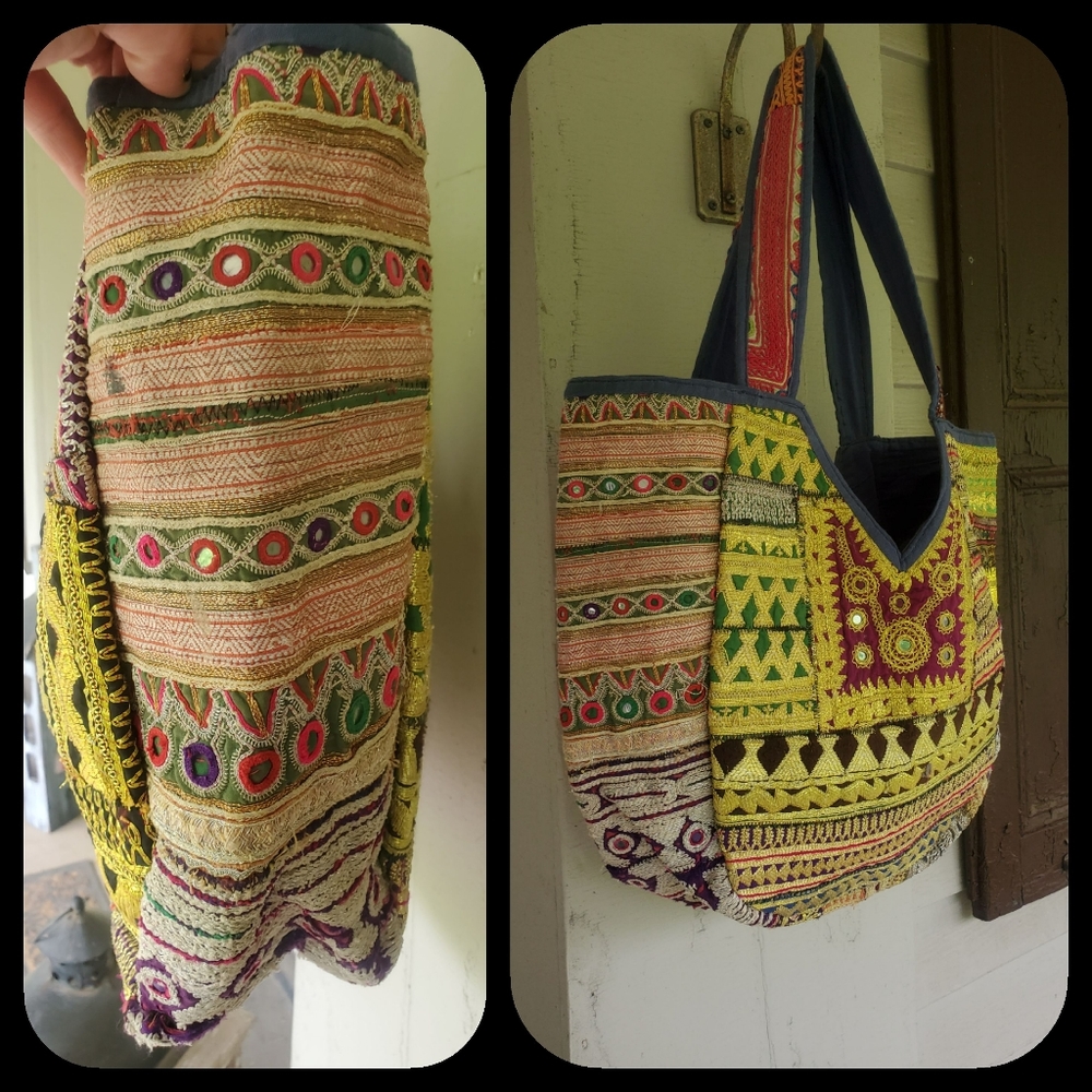 🌈 Artisan Banjara Boho Hippie Embroidered bag Handmade Patchwork Repurposed - Picture 8 of 16